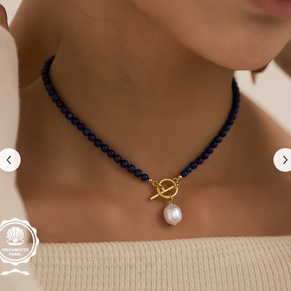 Women's Irregular Freshwater Pearl Necklace with OT Clasp